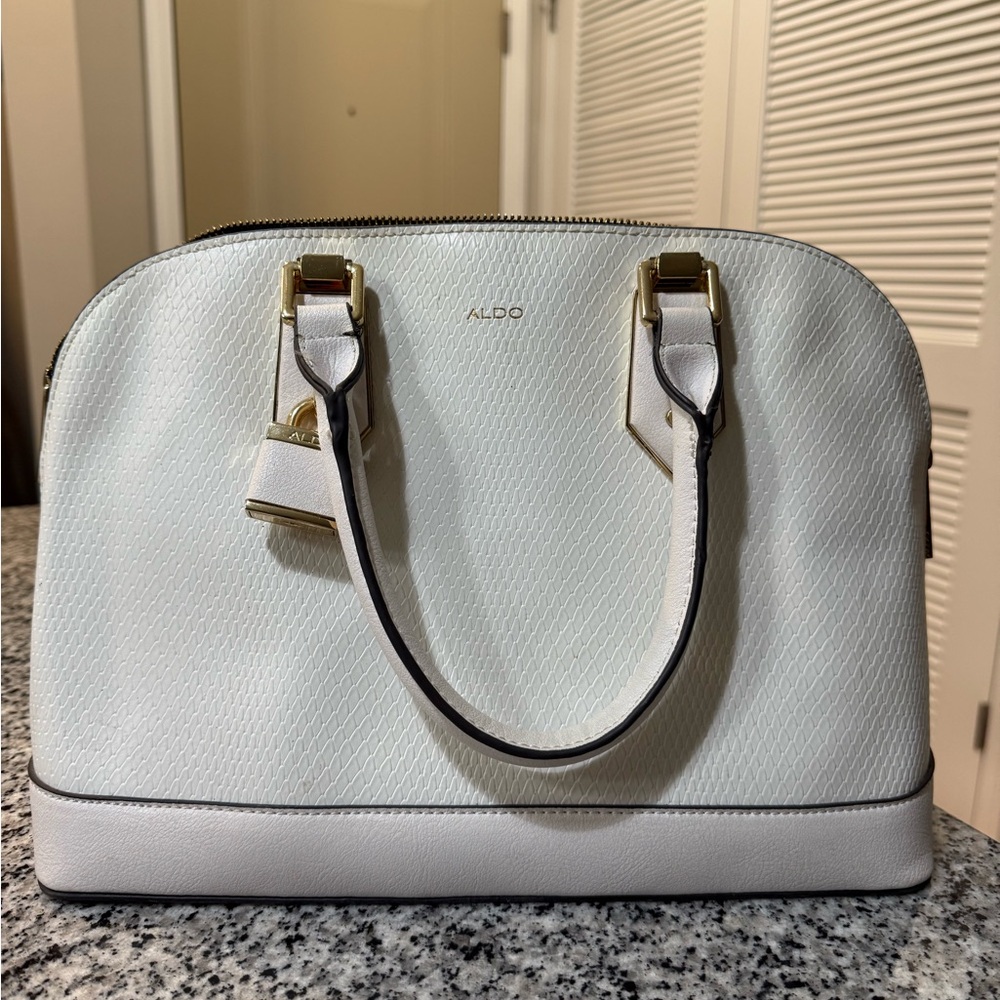 Aldo Elegant White Satchel Bag